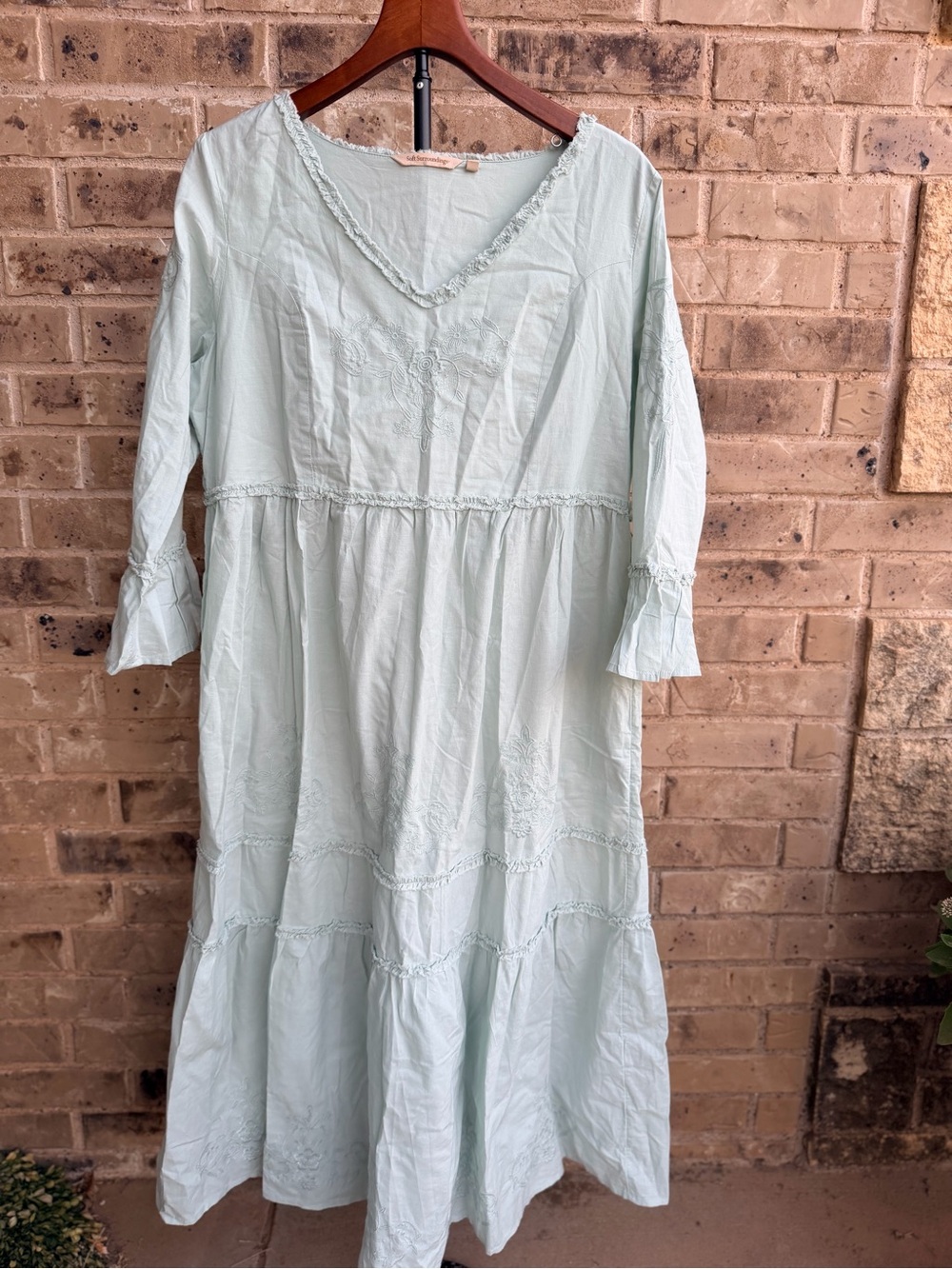Soft Surroundings Anastasia Nightgown Cumulus Blue Embroidered Maxi Dress Sz M - Picture 2 of 15